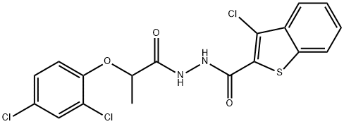 3-chloro-N'-[2-(2,4-dichlorophenoxy)propanoyl]-1-benzothiophene-2-carbohydrazide 구조식 이미지