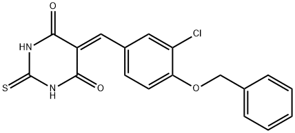 5-[4-(benzyloxy)-3-chlorobenzylidene]-2-thioxodihydropyrimidine-4,6(1H,5H)-dione Structure