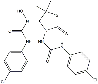 N-(3-{[(4-chloroanilino)carbonyl]amino}-5,5-dimethyl-2-thioxo-1,3-thiazolidin-4-yl)-N'-(4-chlorophenyl)-N-hydroxyurea 구조식 이미지