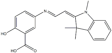 2-hydroxy-5-{[2-(1,3,3-trimethyl-1,3-dihydro-2H-indol-2-ylidene)ethylidene]amino}benzoic acid 구조식 이미지