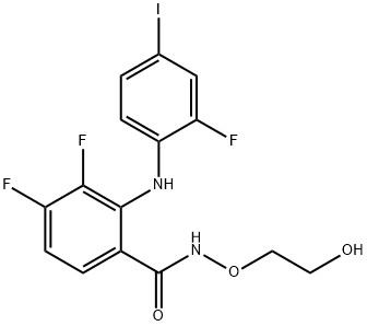 3,4-Difluoro-2-[(2-fluoro-4-iodophenyl)amino]-N-(2-hydroxyethoxy)benzamide 구조식 이미지