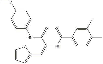 N-{2-(2-furyl)-1-[(4-methoxyanilino)carbonyl]vinyl}-3,4-dimethylbenzamide 구조식 이미지