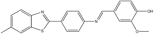 2-methoxy-4-({[4-(6-methyl-1,3-benzothiazol-2-yl)phenyl]imino}methyl)phenol Structure