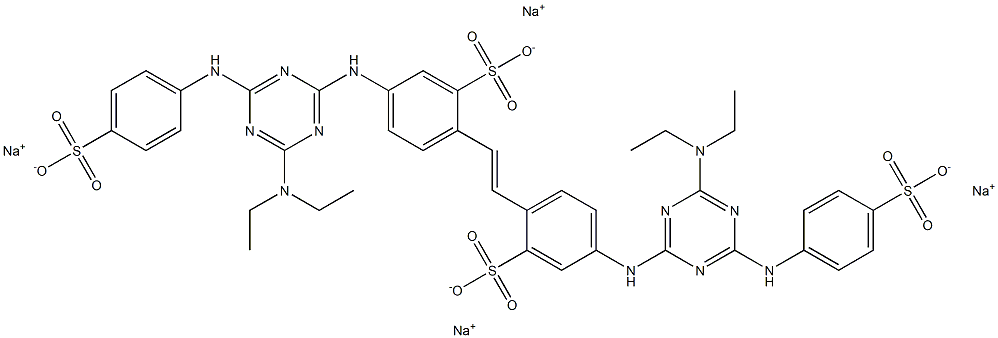 tetrasodium 2,2'-ethene-1,2-diylbis[5-({4-[diethylamino]-6-[(4-sulfonatophenyl)amino]-1,3,5-triazin-2-yl}amino)benzenesulfonate] Structure