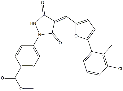 methyl 4-(4-{[5-(3-chloro-2-methylphenyl)-2-furyl]methylene}-3,5-dioxo-1-pyrazolidinyl)benzoate Structure