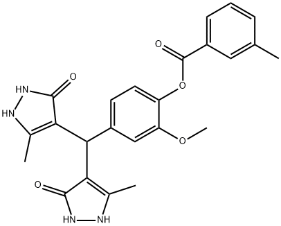 4-[bis(5-hydroxy-3-methyl-1H-pyrazol-4-yl)methyl]-2-methoxyphenyl 3-methylbenzoate Structure