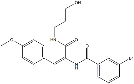 3-bromo-N-[1-{[(3-hydroxypropyl)amino]carbonyl}-2-(4-methoxyphenyl)vinyl]benzamide 구조식 이미지
