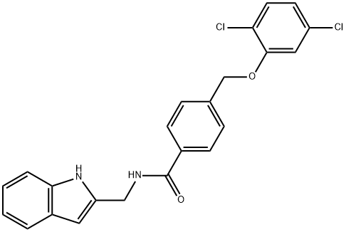 4-[(2,5-dichlorophenoxy)methyl]-N-(1H-indol-2-ylmethyl)benzamide 구조식 이미지