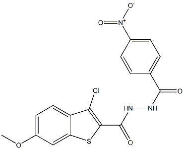 3-chloro-6-methoxy-N'-(4-nitrobenzoyl)-1-benzothiophene-2-carbohydrazide 구조식 이미지