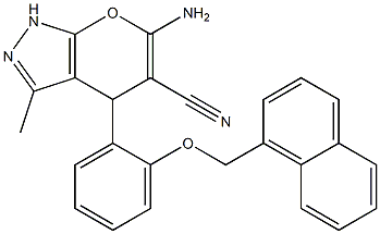 6-amino-3-methyl-4-[2-(1-naphthylmethoxy)phenyl]-1,4-dihydropyrano[2,3-c]pyrazole-5-carbonitrile Structure