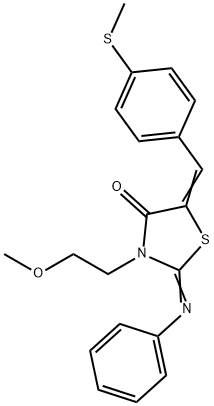 3-(2-methoxyethyl)-5-[4-(methylsulfanyl)benzylidene]-2-(phenylimino)-1,3-thiazolidin-4-one Structure