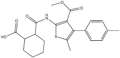 2-({[3-(methoxycarbonyl)-5-methyl-4-(4-methylphenyl)thien-2-yl]amino}carbonyl)cyclohexanecarboxylic acid 구조식 이미지