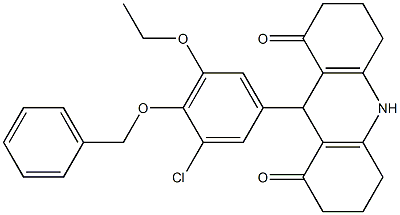 9-[4-(benzyloxy)-3-chloro-5-ethoxyphenyl]-3,4,6,7,9,10-hexahydro-1,8(2H,5H)-acridinedione Structure