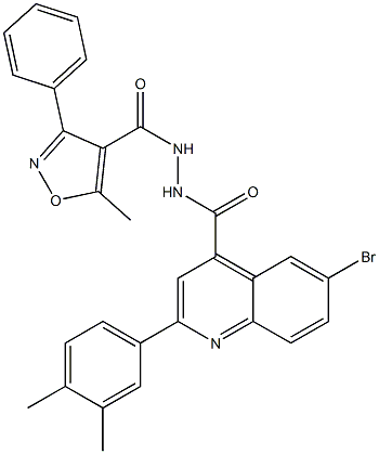 N'-{[6-bromo-2-(3,4-dimethylphenyl)-4-quinolinyl]carbonyl}-5-methyl-3-phenyl-4-isoxazolecarbohydrazide Structure