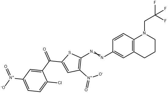 Methanone, (2-chloro-5-nitrophenyl)[4-nitro-5-[2-[1,2,3,4-tetrahydro-1-(2,2,2-trifluoroethyl)-6-quinolinyl]diazenyl]-2-thienyl]- Structure