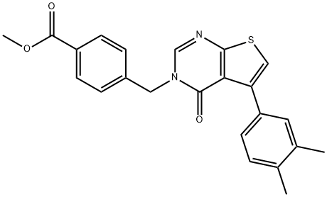 methyl 4-[(5-(3,4-dimethylphenyl)-4-oxothieno[2,3-d]pyrimidin-3(4H)-yl)methyl]benzoate Structure