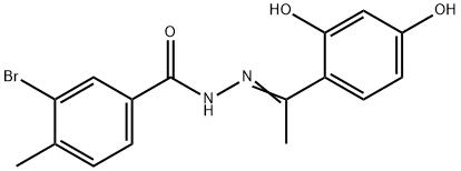 3-bromo-N'-[1-(2,4-dihydroxyphenyl)ethylidene]-4-methylbenzohydrazide 구조식 이미지