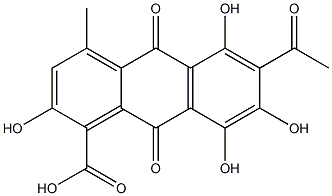 1-Anthracenecarboxylic acid, 6-acetyl-9,10-dihydro-2,5,7,8-tetrahydroxy-4-methyl-9,10-dioxo- Structure