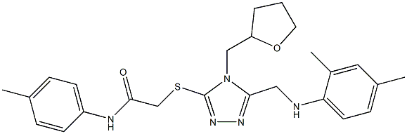 2-{[5-[(2,4-dimethylanilino)methyl]-4-(tetrahydro-2-furanylmethyl)-4H-1,2,4-triazol-3-yl]sulfanyl}-N-(4-methylphenyl)acetamide 구조식 이미지