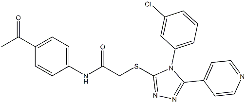 N-(4-acetylphenyl)-2-{[4-(3-chlorophenyl)-5-(4-pyridinyl)-4H-1,2,4-triazol-3-yl]sulfanyl}acetamide 구조식 이미지