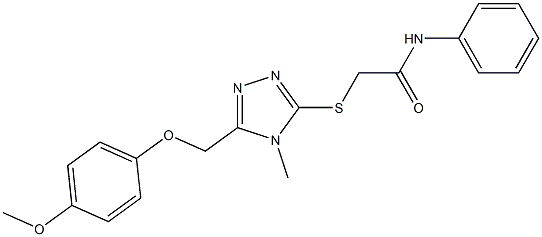 2-({5-[(4-methoxyphenoxy)methyl]-4-methyl-4H-1,2,4-triazol-3-yl}sulfanyl)-N-phenylacetamide 구조식 이미지
