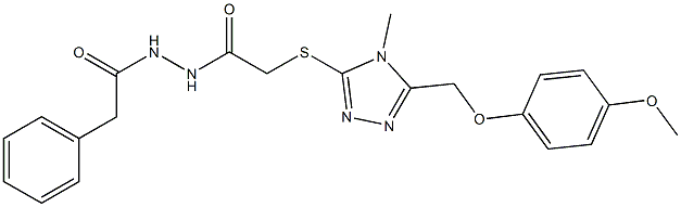 2-({5-[(4-methoxyphenoxy)methyl]-4-methyl-4H-1,2,4-triazol-3-yl}sulfanyl)-N'-(phenylacetyl)acetohydrazide Structure