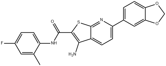 3-amino-6-(1,3-benzodioxol-5-yl)-N-(4-fluoro-2-methylphenyl)thieno[2,3-b]pyridine-2-carboxamide 구조식 이미지