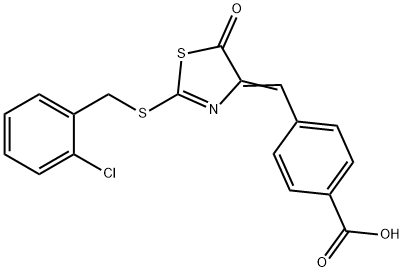 4-[(2-[(2-chlorobenzyl)sulfanyl]-5-oxo-1,3-thiazol-4(5H)-ylidene)methyl]benzoic acid Structure