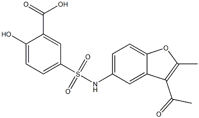 5-{[(3-acetyl-2-methyl-1-benzofuran-5-yl)amino]sulfonyl}-2-hydroxybenzoic acid 구조식 이미지
