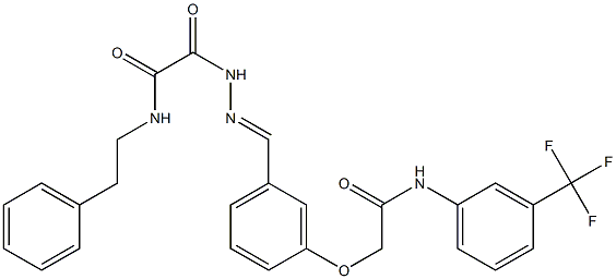 2-oxo-2-[2-(3-{2-oxo-2-[3-(trifluoromethyl)anilino]ethoxy}benzylidene)hydrazino]-N-(2-phenylethyl)acetamide Structure