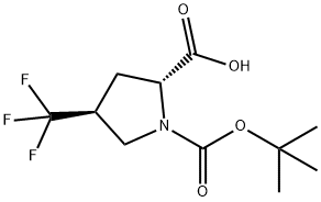 (2R,4S)-1-(tert-butoxycarbonyl)-4-(trifluoromethyl)pyrrolidine-2-carboxylic acid Structure