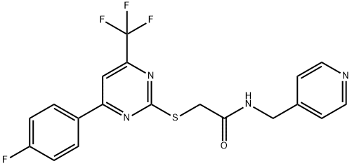 2-{[4-(4-fluorophenyl)-6-(trifluoromethyl)-2-pyrimidinyl]sulfanyl}-N-(4-pyridinylmethyl)acetamide 구조식 이미지