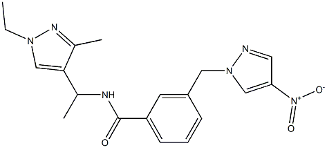 N-[1-(1-ethyl-3-methyl-1H-pyrazol-4-yl)ethyl]-3-({4-nitro-1H-pyrazol-1-yl}methyl)benzamide Structure