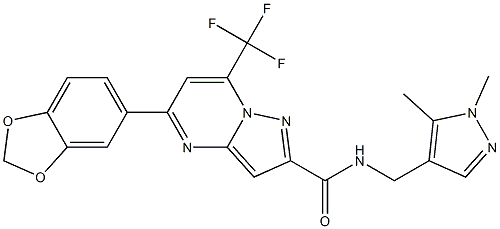 5-(1,3-benzodioxol-5-yl)-N-[(1,5-dimethyl-1H-pyrazol-4-yl)methyl]-7-(trifluoromethyl)pyrazolo[1,5-a]pyrimidine-2-carboxamide 구조식 이미지