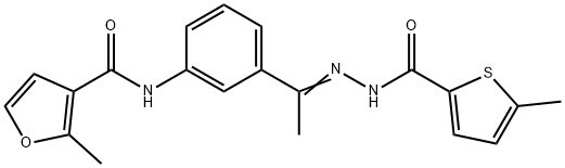 2-methyl-N-(3-{N-[(5-methyl-2-thienyl)carbonyl]ethanehydrazonoyl}phenyl)-3-furamide 구조식 이미지