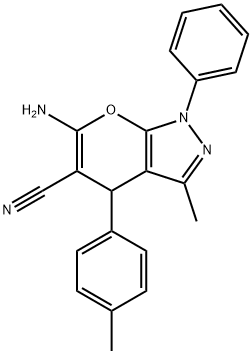 Pyrano[2,3-c]pyrazole-5-carbonitrile,6-amino-1,4-dihydro-3-methyl-4-(4-methylphenyl)-1-phenyl- Structure