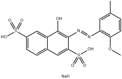 2,6-Naphthalenedisulfonic acid, 4-hydroxy-3-[(2-methoxy-5-methylphenyl)azo]-, disodium salt 구조식 이미지