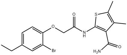 2-{[(2-bromo-4-ethylphenoxy)acetyl]amino}-4,5-dimethyl-3-thiophenecarboxamide Structure