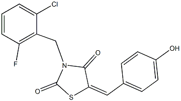 3-(2-chloro-6-fluorobenzyl)-5-(4-hydroxybenzylidene)-1,3-thiazolidine-2,4-dione 구조식 이미지