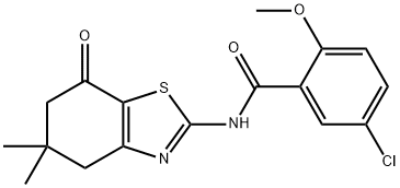 5-chloro-N-(5,5-dimethyl-7-oxo-4,5,6,7-tetrahydro-1,3-benzothiazol-2-yl)-2-methoxybenzamide 구조식 이미지