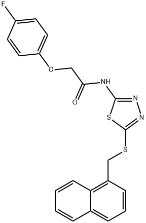 2-(4-fluorophenoxy)-N-{5-[(1-naphthylmethyl)sulfanyl]-1,3,4-thiadiazol-2-yl}acetamide 구조식 이미지