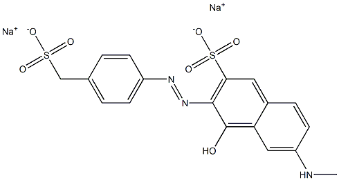 2-Naphthalenesulfonic acid, 4-hydroxy-6-(methylamino)-3-[[4-(sulfomethyl)phenyl]azo]-, disodium salt 구조식 이미지