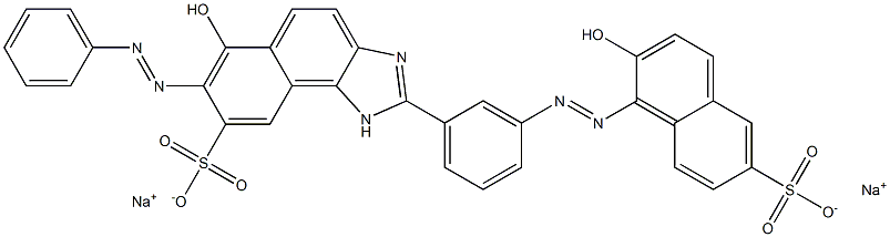 1H-Naphth[1,2-d]imidazole-8-sulfonic acid, 6-hydroxy-2-[3-[(2-hydroxy-6-sulfo-1-naphthalenyl)azo]phenyl]-7-(phenylazo)-, disodium salt Structure