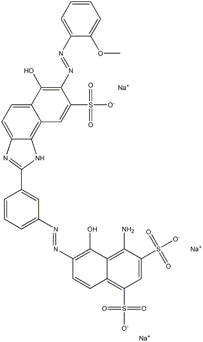 1,3-Naphthalenedisulfonic acid, 4-amino-5-hydroxy-6-[[3-[6-hydroxy-7-[(2-methoxyphenyl)azo]-8-sulfo-1H-naphth[1,2-d]imidazol-2-yl]phenyl]azo]-, trisodium salt Structure
