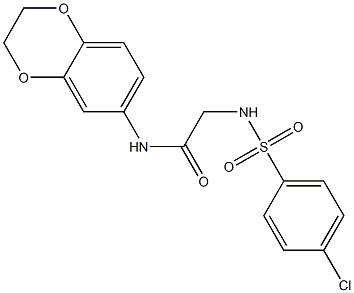 2-{[(4-chlorophenyl)sulfonyl]amino}-N-(2,3-dihydro-1,4-benzodioxin-6-yl)acetamide 구조식 이미지