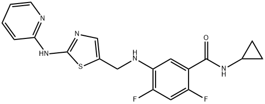 N-Cyclopropyl-2,4-difluoro-5-[[[2-(2-pyridinylamino)-5-thiazolyl]methyl]amino]benzamide 구조식 이미지
