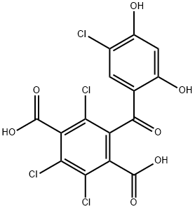 1,4-Benzenedicarboxylic acid, 2,3,5-trichloro-6-(5-chloro-2,4-dihydroxybenzoyl)- Structure