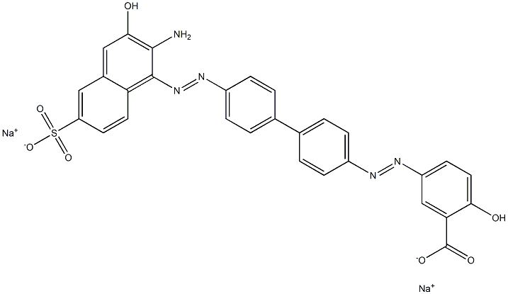 Benzoic acid, 5-[[4'-[(2-amino-3-hydroxy-6-sulfo-1-naphthalenyl)azo][1,1'-biphenyl]-4-yl]azo]-2-hydroxy-, disodium salt Structure