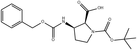 1,2-Pyrrolidinedicarboxylic acid, 3-[[(phenylmethoxy)carbonyl]amino]-, 1-(1,1-dimethylethyl) ester, (2S,3R)- Structure