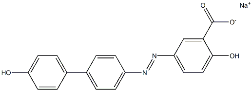 Benzoic acid, 2-hydroxy-5-[(4'-hydroxy[1,1'-biphenyl]-4-yl)azo]-, monosodium salt Structure